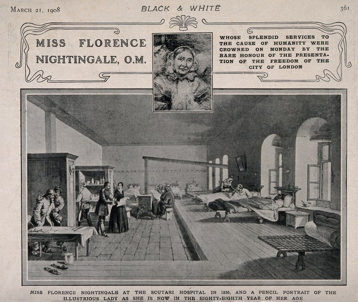 V0015400 Crimean War: Florence Nightingale at Scutari Hospital, 1856,